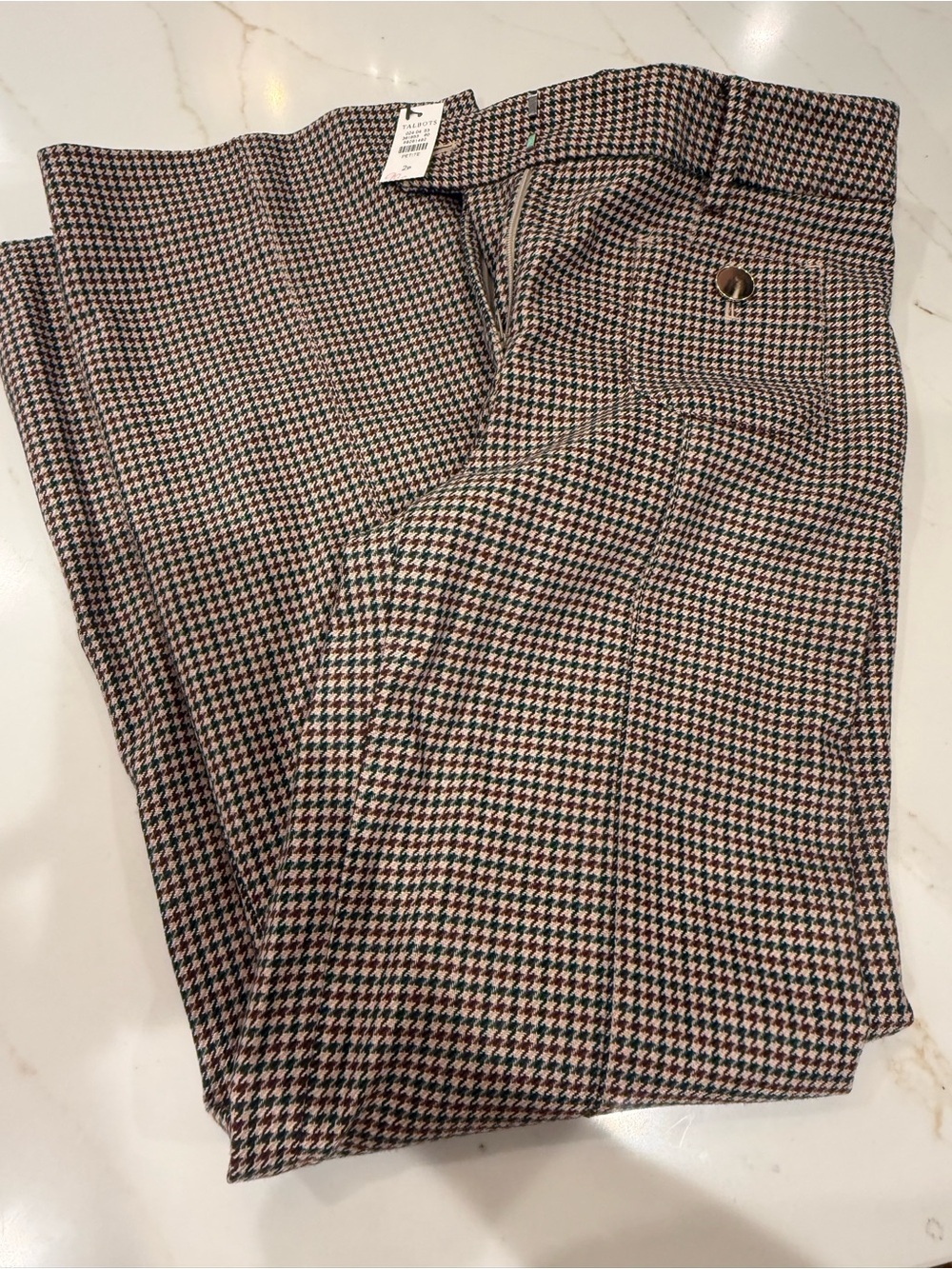 TALBOTS NWT $119 Greenwich Wide Leg Glen Houndstooth Check Pants Size 2P